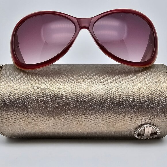 *SOLD* Judith Leiber JL1045B 06 Red Rhinestone Frame Red Gradient Len Sunglasses - Picture 1 of 15